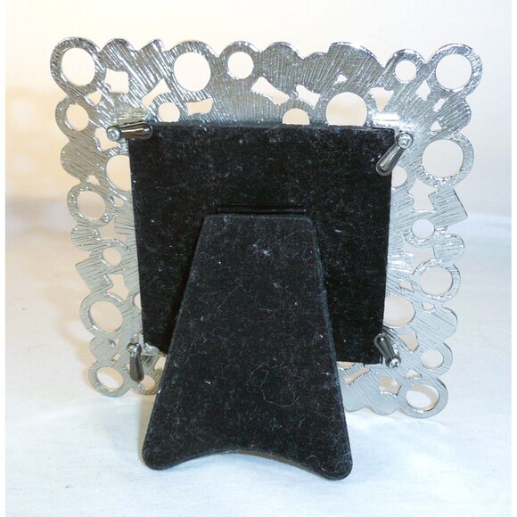 Wellesley Manor Blue Purple Jeweled Silver Rings 3x3 square Photo Frame Sparkle - Picture 5 of 5